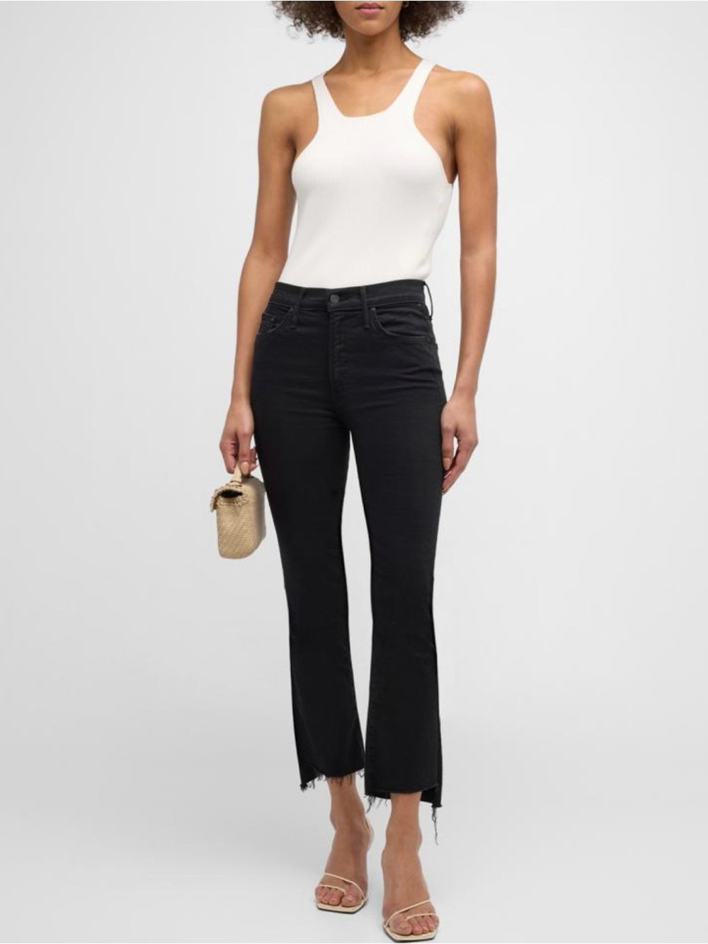 MOTHER The Insider Crop Step Fray Jeans Not Guilty Black 27 NWT